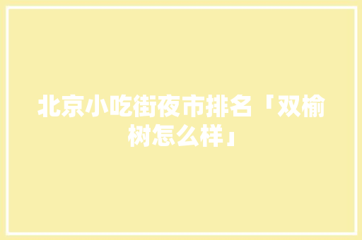 北京小吃街夜市排名「双榆树怎么样」