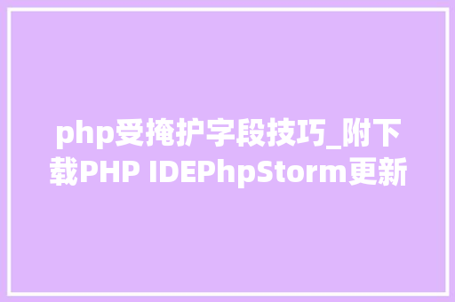 php受掩护字段技巧_附下载PHP IDEPhpStorm更新至v201833