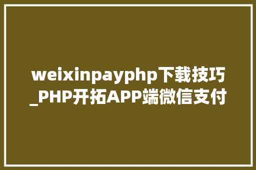 weixinpayphp下载技巧_PHP开拓APP端微信支付