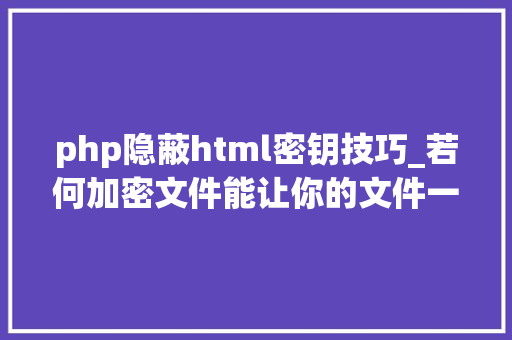 php隐蔽html密钥技巧_若何加密文件能让你的文件一百年内不被破解