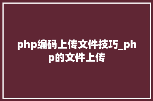php编码上传文件技巧_php的文件上传