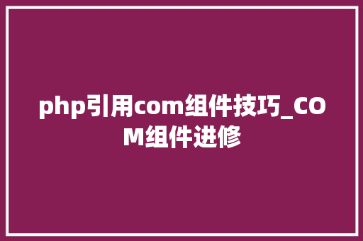 php引用com组件技巧_COM组件进修