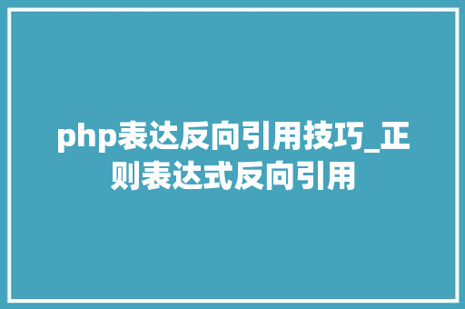 php表达反向引用技巧_正则表达式反向引用