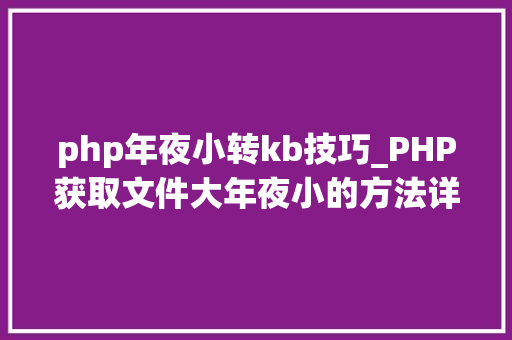 php年夜小转kb技巧_PHP获取文件大年夜小的方法详解附视频
