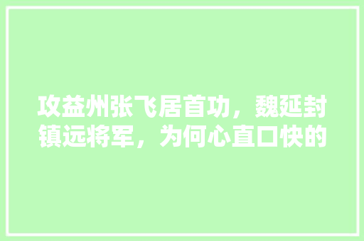 攻益州张飞居首功，魏延封镇远将军，为何心直口快的关羽也不敢多言「镇江百度网站优化」