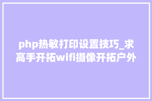 php热敏打印设置技巧_求高手开拓wifi摄像开拓户外场景流量统计项目