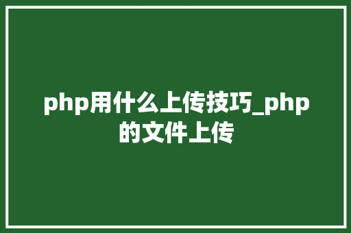 php用什么上传技巧_php的文件上传
