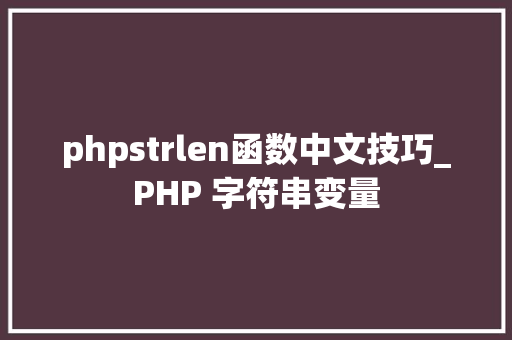 phpstrlen函数中文技巧_PHP 字符串变量