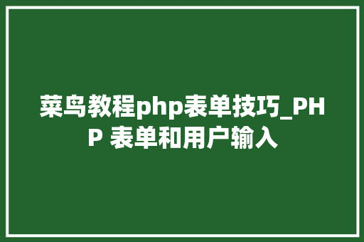 菜鸟教程php表单技巧_PHP 表单和用户输入