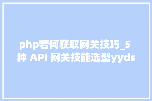 php若何获取网关技巧_5 种 API 网关技能选型yyds