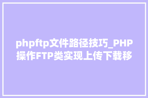 phpftp文件路径技巧_PHP操作FTP类实现上传下载移动创建的方法