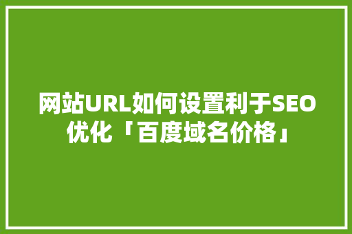 网站URL如何设置利于SEO优化「百度域名价格」