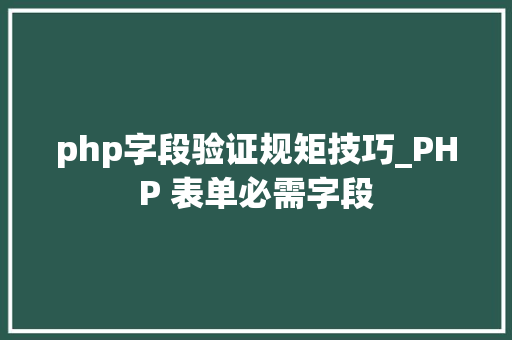 php字段验证规矩技巧_PHP 表单必需字段