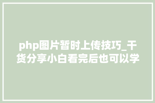 php图片暂时上传技巧_干货分享小白看完后也可以学会上传图片不再求人