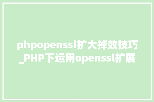 phpopenssl扩大掉效技巧_PHP下运用openssl扩展进行对称加密解密的方法