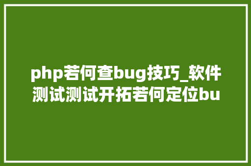 php若何查bug技巧_软件测试测试开拓若何定位bug一篇文章告诉你