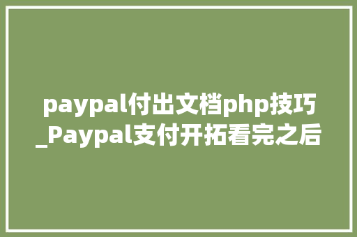 paypal付出文档php技巧_Paypal支付开拓看完之后你也能开拓自己的paypal移动支付