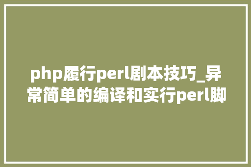 php履行perl剧本技巧_异常简单的编译和实行perl脚本轨范