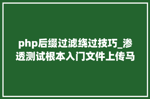 php后缀过滤绕过技巧_渗透测试根本入门文件上传马脚之文件名过滤绕过