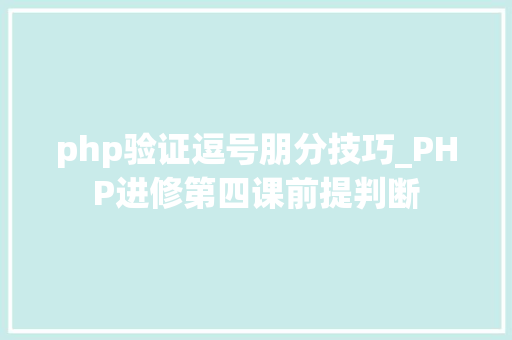 php验证逗号朋分技巧_PHP进修第四课前提判断