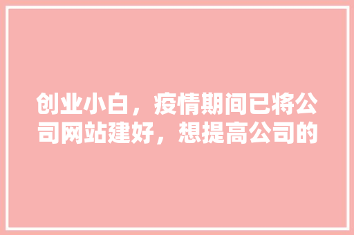 创业小白，疫情期间已将公司网站建好，想提高公司的可信度和形象，从哪方面入手比较好「百度seo词条优化方案」