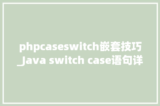 phpcaseswitch嵌套技巧_Java switch case语句详解