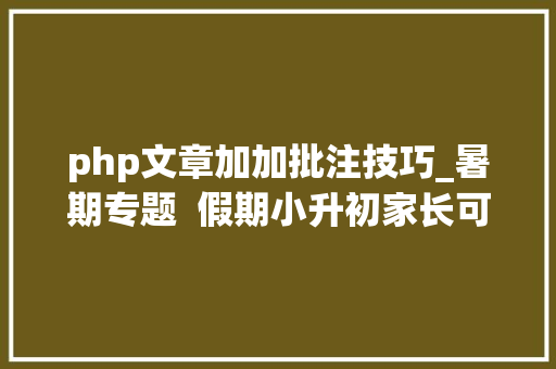 php文章加加批注技巧_暑期专题  假期小升初家长可做好这些准备