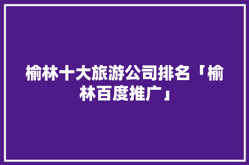 榆林十大旅游公司排名「榆林百度推广」