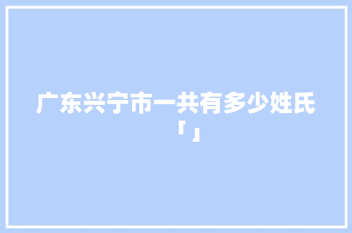 广东兴宁市一共有多少姓氏「」