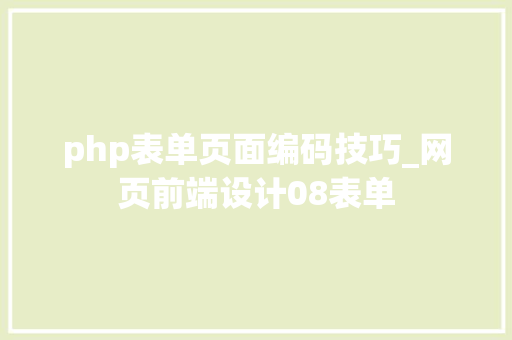 php表单页面编码技巧_网页前端设计08表单