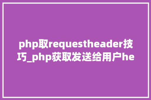 php取requestheader技巧_php获取发送给用户header信息的方法