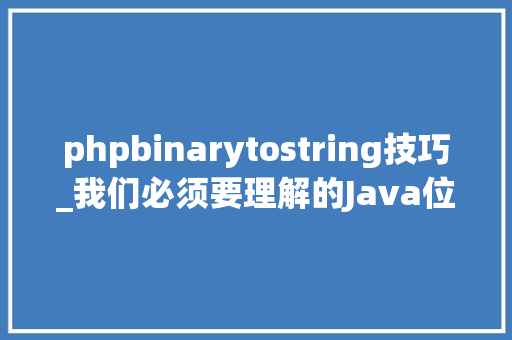 phpbinarytostring技巧_我们必须要理解的Java位运算不仅限于Java
