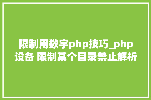 限制用数字php技巧_php设备 限制某个目录禁止解析php 限制user_agent