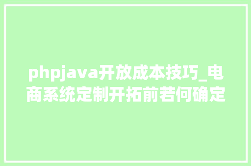 phpjava开放成本技巧_电商系统定制开拓前若何确定成本呢