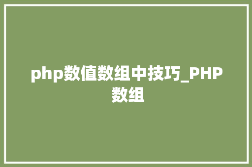 php数值数组中技巧_PHP 数组