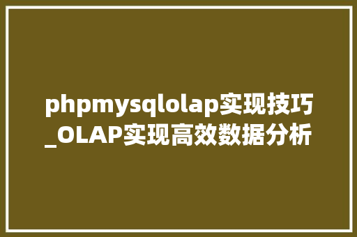 phpmysqlolap实现技巧_OLAP实现高效数据分析的必备技能这都不知道怎么能分析好数据