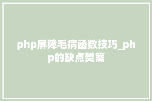 php屏障毛病函数技巧_php的缺点樊篱
