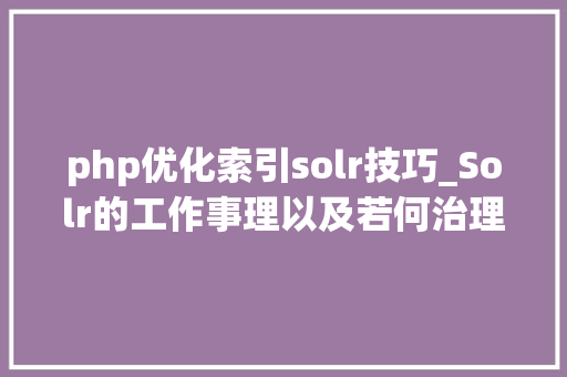 php优化索引solr技巧_Solr的工作事理以及若何治理索引库
