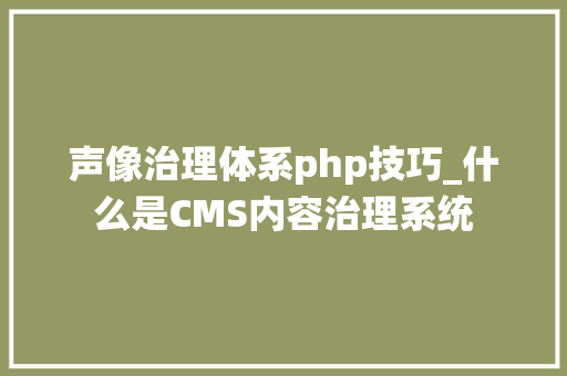 声像治理体系php技巧_什么是CMS内容治理系统