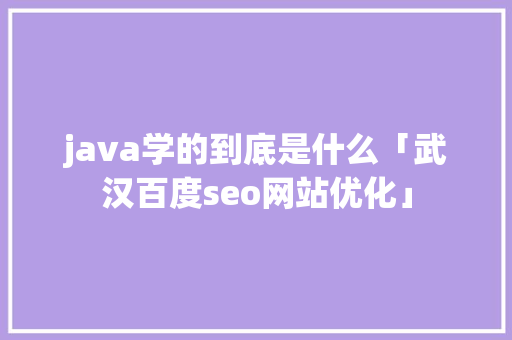 java学的到底是什么「武汉百度seo网站优化」 java学的到底是什么「武汉百度seo网站优化」 PHP教程