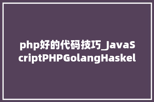 php好的代码技巧_JavaScriptPHPGolangHaskellElixir哪个才是最佳编程措辞