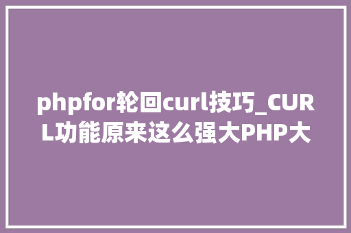 phpfor轮回curl技巧_CURL功能原来这么强大PHP大年夜神都在用