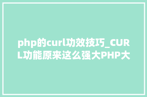 php的curl功效技巧_CURL功能原来这么强大PHP大年夜神都在用