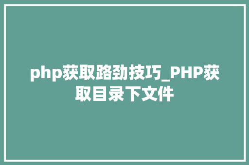 php获取路劲技巧_PHP获取目录下文件