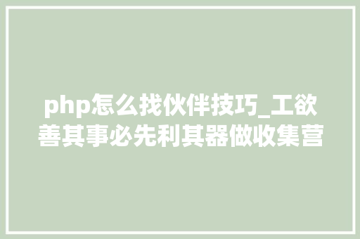 php怎么找伙伴技巧_工欲善其事必先利其器做收集营销一定要找到合适的合作伙伴