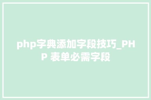 php字典添加字段技巧_PHP 表单必需字段