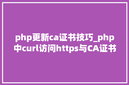 php更新ca证书技巧_php中curl访问https与CA证书代码示例