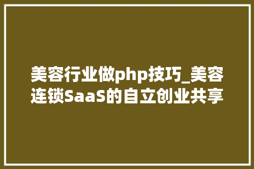 美容行业做php技巧_美容连锁SaaS的自立创业共享之技能性
