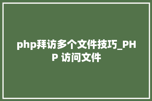 php拜访多个文件技巧_PHP 访问文件