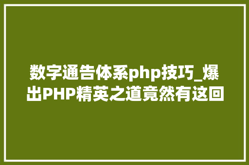数字通告体系php技巧_爆出PHP精英之道竟然有这回事